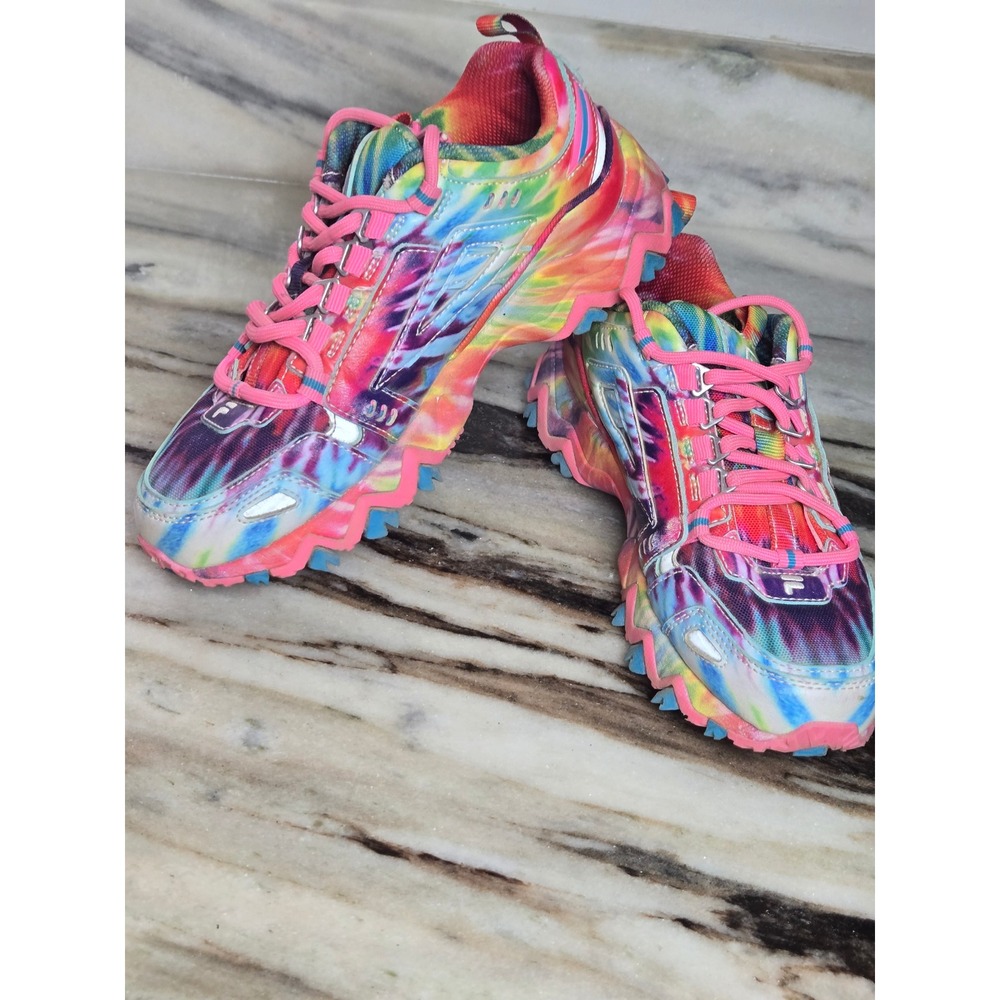Fila Ray Tracer TR‎ 2 Tie Dye Multi Color Chunky Sneakers M 4 W 5.5 to 6 Rainbow